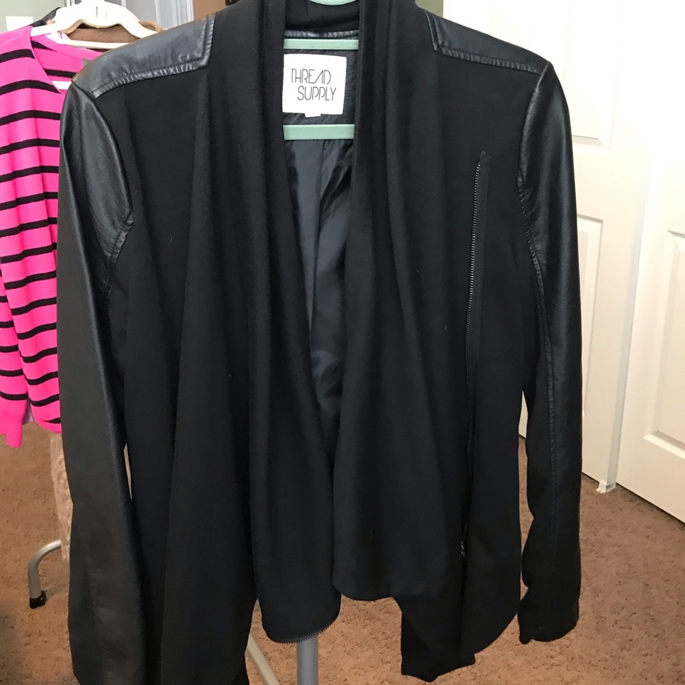 Faux Leather and Fabric Jacket